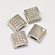 Square Brass Micro Pave AAA Cubic Zirconia Slide Charms ZIRC-L050-16P-NR-1