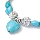 Bracelets de perles tressées turquoise synthétique coeur BJEW-JB09819-2