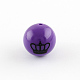 Opaque Chunky Gumball Bubblegum Crown Printed Acrylic Round Beads SACR-Q096-M-2