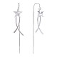 Rhodium Plated 925 Sterling Silver Star with Chain Tassel Dangle Earrings JE1043A-1