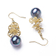Synthetic Shell Pearl Dangle Earrings EJEW-P179-03G-03-2
