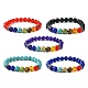Dyed Natural & Synthetic Mixed Gemstone Round Beaded Stretch Bracelets BJEW-JB09650-1