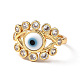 Lampwork Evil Eye Open Cuff Ring with Clear Cubic Zirconia RJEW-L104-03G-02-2