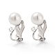 304 Stainless Steel Clip-on Earring Findings with Imitation Pearl Plastic Beaded STAS-H216-03C-P-2