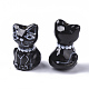 手作りの陶器ビーズ  ファミーユスタイルバラ  猫の形  ブラック  27~28x19x16~17mm  穴：1.6~2.5mm X-PORC-N004-87-2