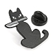 動物キラー漫画スタイルエナメルピン  バックパックの服用の黒の合金バッジ  猫の形  28x23x1.8mm JEWB-F024-03A-2
