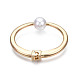 ABS Plastic Pearl Round Beaded Open Cuff Bangle BJEW-S118-110G-2