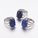 Natural Lapis Lazuli Wide Band Finger Rings RJEW-K224-A15-3