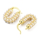 Rack Plating Brass Oval Hoop Earrings with Plastic Pearl Beaded EJEW-Q779-06G-2