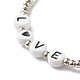 Set di braccialetti elastici con perline a cuore d'amore per donne adolescenti BJEW-JB06999-8