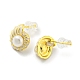 Brass Conch Stud Earrings with Natural Pearl EJEW-Z020-10G-2