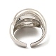 Rack Plating Brass Teardrop Open Cuff Rings for Women RJEW-G294-06P-3