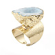 Adjustable Natural Druzy Agate Cuff Rings RJEW-G109-01G-2