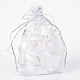 ハートプリントオーガンジーバッグ巾着袋  ギフトバッグ  長方形  ホワイト  14x10cm OP-R022-10x15-03-1