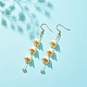 Acrylic Flower with Plastic Pearl Long Dangle Earrings EJEW-JE04941-05-3
