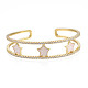 Bracelet manchette ouvert étoile en émail avec zircone cubique transparente BJEW-N012-025-1