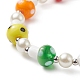 Lampwork Mushroom & Glass Pearl Beaded Bracelet with 304 Stainless Steel Toggle Clasps for Women BJEW-TA00205-4