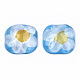半透明のアクリルカボション  花模様の正方形  ライトスカイブルー  24.5x24.5x8.5mm KY-T022-13-2