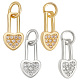 Beebeecraft 16Pcs 2 Colors Heart Lock Charms 18K Gold & Platinum Plated Tiny Heart Charms with Cubic Zirconia Lock Safety Pins Charms with Jump Ring for DIY Crafts Earring KK-BBC0006-96-1