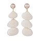 Aretes colgantes de perla y concha en espiral natural EJEW-TA00168-1
