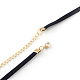 Кожзаменитель Bowknot чокеровщика ожерелья с золотой тон концевыми железными цепями NJEW-R235-05-3