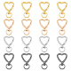 Dicosmétique 16 pièces 4 couleurs en alliage de zinc en forme de coeur fermoirs à crochet pivotants FIND-DC0004-52-1