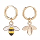 Aretes colgantes de aro esmaltados con motivo de abeja EJEW-JE04809-5