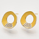 Accessoires de clous d'oreilles en laiton avec micro pavé zircone cubique KK-T054-36G-03-NF-1
