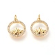 Brass Micro Pave Clear Cubic Zirconia Charms ZIRC-L098-025G-1