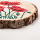Creatcabin 赤いケシの花プリント ナチュラル ラウンド ウッド スライス 4.3インチ 素朴な木製 穴あけなしピース 円形木の幹ディスク ログコースター アート装飾 ホリデーオーナメント 自宅 リビングルーム ベッドルーム用 AJEW-WH0363-008-4