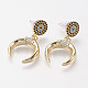 Brass Micro Pave Cubic Zirconia Dangle Ear Studs EJEW-G229-07G-1