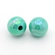 AB Color Plated Acrylic Half Drilled Round Beads PACR-F001-07-1