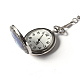 Lega rotonda e piatta con porcellana casa motivo stampato collana pendente orologio da tasca al quarzo apribile WACH-I012-06C-4