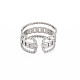 女性のための304つのステンレス鋼の縁石のチェーン形の開いたカフリング  ステンレス鋼色  usサイズ8（18.1mm） RJEW-S405-228P-2