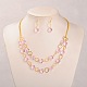 Pink Glass Beads Jewelry Sets SJEW-PJS332-6