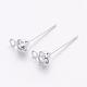 Silver Color Plated Brass Post Earring Findings X-EC592-S-2