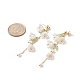 Серьги-гвоздики с подвесками в форме цветка из АБС-пластика с ракушками и жемчужными бусинами EJEW-TA00181-3