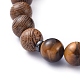 Braccialetti elasticizzati con perle di legno naturale BJEW-JB05231-05-3