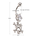 Piercing Jewelry Real Platinum Plated Brass Rhinestone Pirate Style Skull Navel Ring Belly Rings AJEW-EE0001-28-2