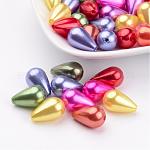 Perles d'imitation perles en plastique ABS, larme, couleur mixte, 16x10mm, Trou: 1mm