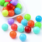 Fluorescence perles acryliques morceaux, ronde, couleur mixte, 20mm, Trou: 2~3mm, environ 105 pcs/500 g