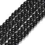Perline pietra nera fili, tinto, sfaccettato (64 sfaccettatura), tondo, 6mm, Foro: 1 mm, circa 61pcs/filo, 15 pollice