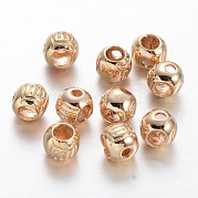 Round Light Gold Plating Brass 3 Hole Guru Beads KK-M189-05
