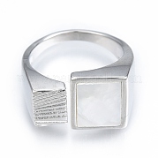 Квадратное открытое кольцо-манжета из натуральной ракушки RJEW-T001-88P