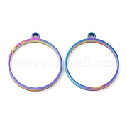 304 pendentifs ronds plats à lunette arrière ouverte en acier inoxydable STAS-Z040-04B-RC