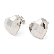 Женские латунные серьги-гвоздики с гранеными сердцами EJEW-K248-10P