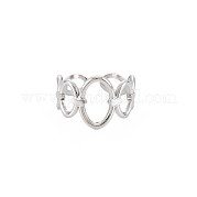304 Stainless Steel Open Oval Wrap Cuff Ring for Women RJEW-S405-187P