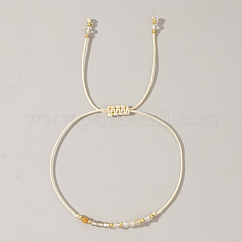 Geflochtene Perlenarmbänder aus natürlichem Geburtsstein für Frauen, Citrin, mit Messing-Perlen, Innendurchmesser: 11 Zoll (28 cm)
