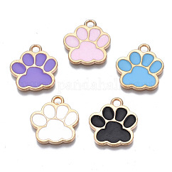 Colgantes de esmalte de aleación, sin plomo y cadmio, pata de perro, color mezclado, 17.5x16x1.5mm, agujero: 2 mm