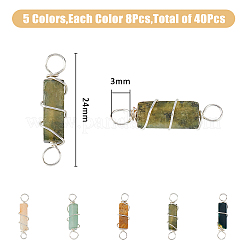 40 Stück 5 Stile natürliche gemischte Edelstein-Kupferdraht-Verbinder-Charms&nbsp;PALLOY-FH00008